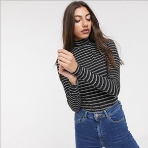 ASOS TALL turtleneck long sleeve top in stripe